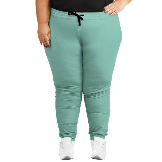 Lightened Muted Blue-Green Joggers PLUS (BG-MU-LG) - Woman Front PLUS
