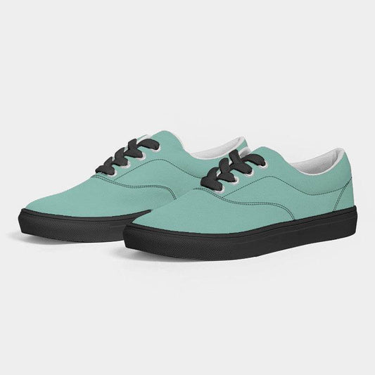 Lightened Muted Blue-Green Men's Canvas Sneakers (BG-MU-LG) - Side 3