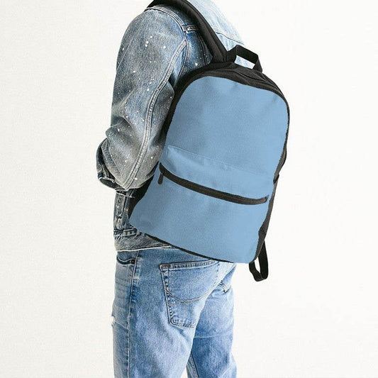 Lightened Muted Blue Canvas Backpack (B-MU-LG) - Man Back CloseUp