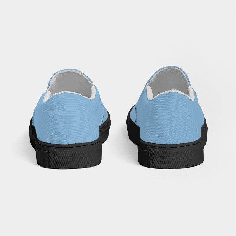 Lightened Muted Blue Women's Slip-On Canvas Sneakers (B-MU-LG) - Back