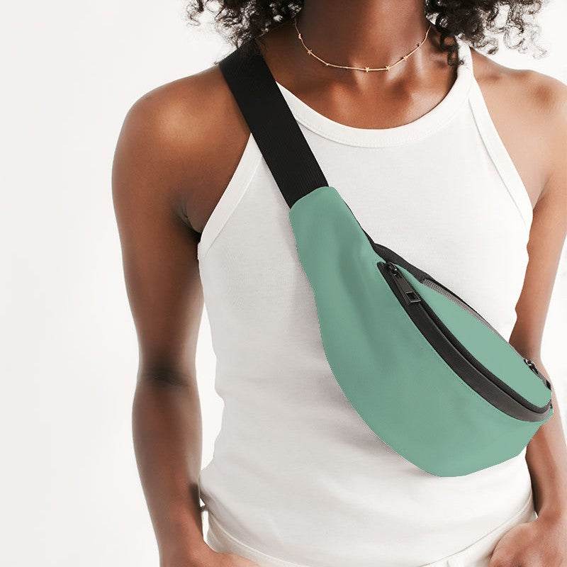 Lightened Muted Green Belt Bag (BGG2-MU-LG) - Woman Front CloseUp