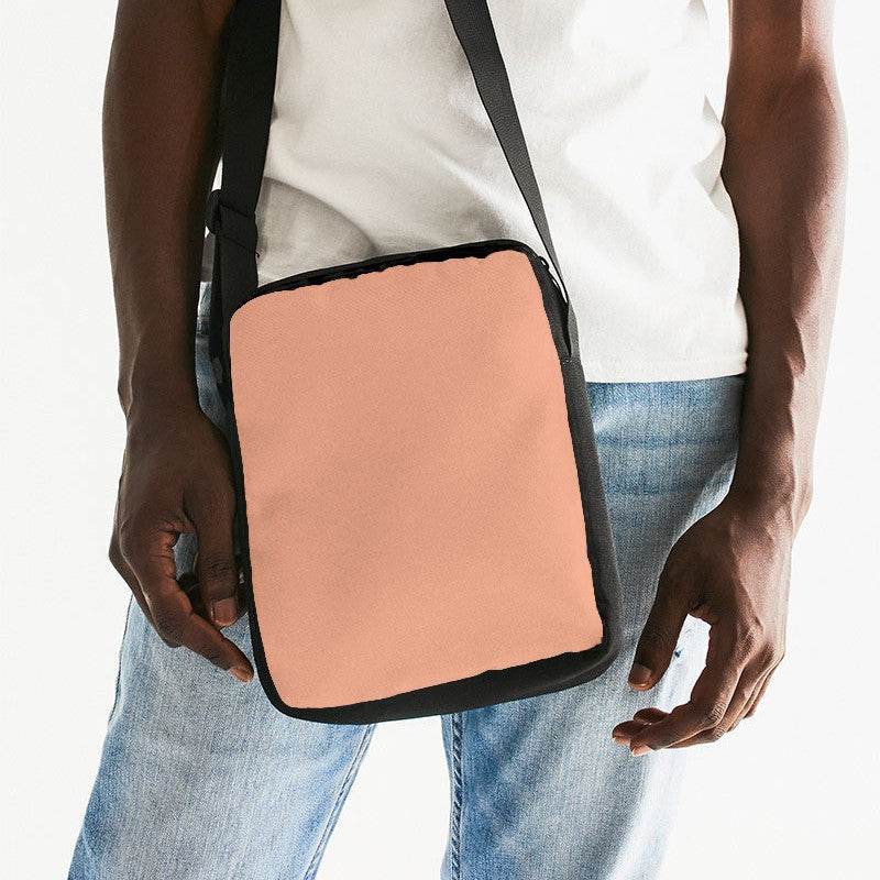 Lightened Muted Orange Messenger Pouch (OR2-MU-LG) - Man Front CloseUp