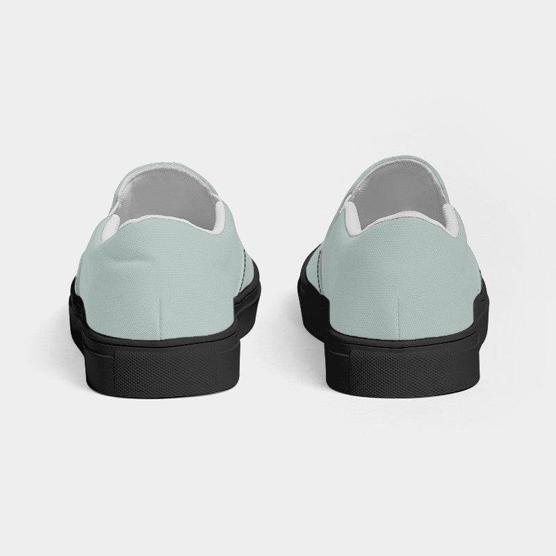 Lightened Neutral Blue-Green Men's Slip-On Canvas Sneakers (BG-NE-LG) - Back