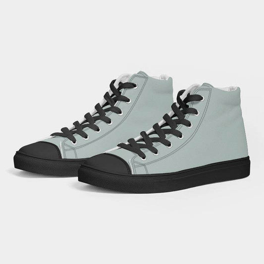 Lightened Neutral Blue-Green Women's High-Top Canvas Sneakers (BG-NE-LG) - Side 3