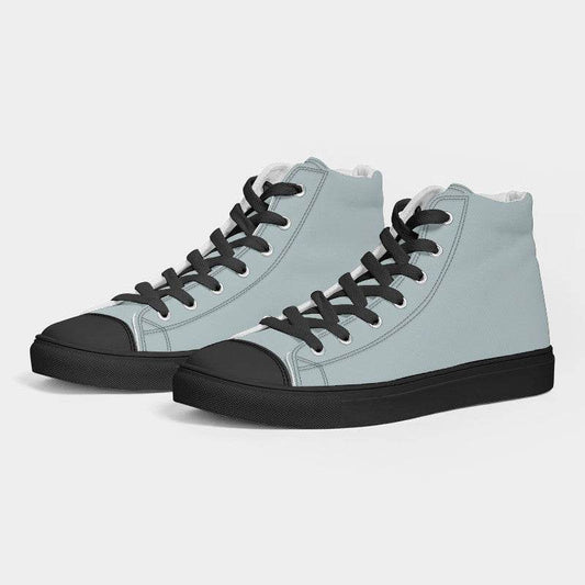 Lightened Neutral Cyan Men's High-Top Canvas Sneakers (C-NE-LG) - Side 3