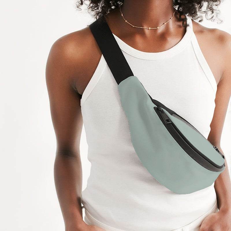 Lightened Neutral Green Belt Bag (BGG2-NE-LG) - Woman Front CloseUp
