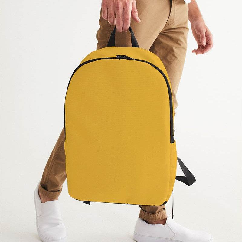 Lightning Yellow Waterproof Backpack (YO1-CL-ME) - Man Holding CloseUp