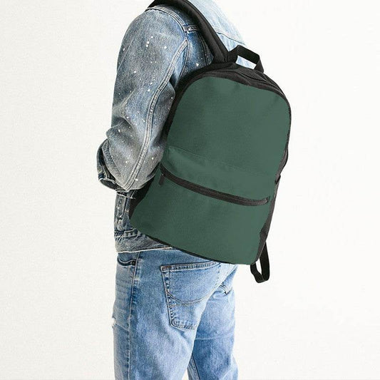 Medium-Dark Fully-Muted Green Canvas Backpack (BGG2-FM-MD) - Man Back CloseUp