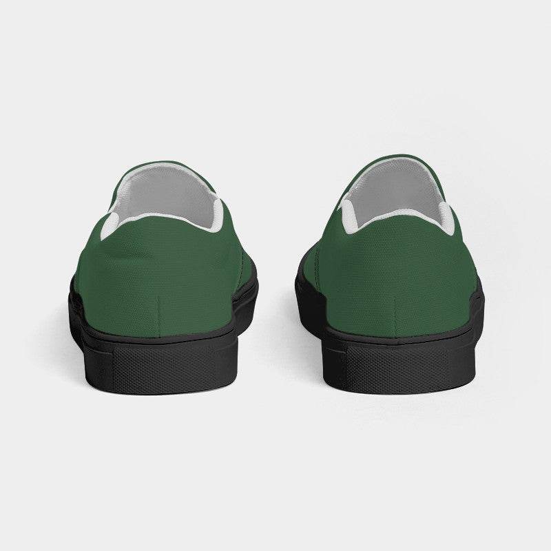 Medium-Dark Fully-Muted Green Men's Slip-On Canvas Sneakers (G-FM-MD) - Back