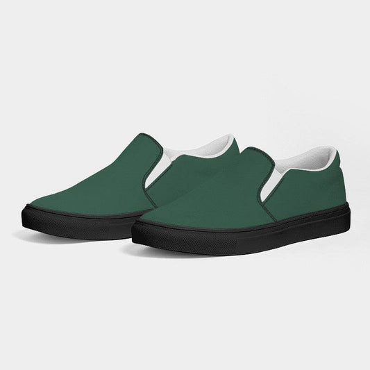 Medium-Dark Fully-Muted Green Women's Slip-On Canvas Sneakers (BGG2-FM-MD) - Side 3
