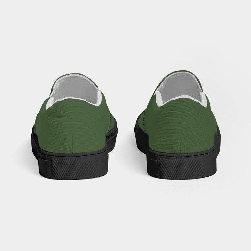 Medium-Dark Fully-Muted Lime Men's Slip-On Canvas Sneakers (GL2-FM-MD) - Back