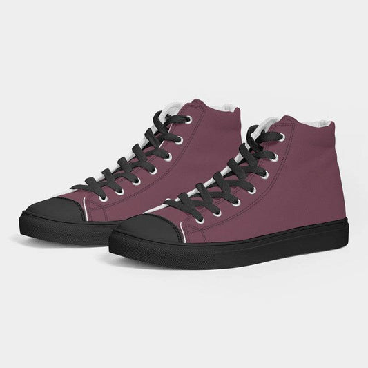 Medium-Dark Fully-Muted Pink Men's High-Top Canvas Sneakers (PI-FM-MD) - Side 3
