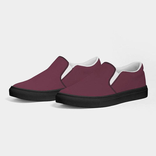 Medium-Dark Fully-Muted Pink Women's Slip-On Canvas Sneakers (PI-FM-MD) - Side 3