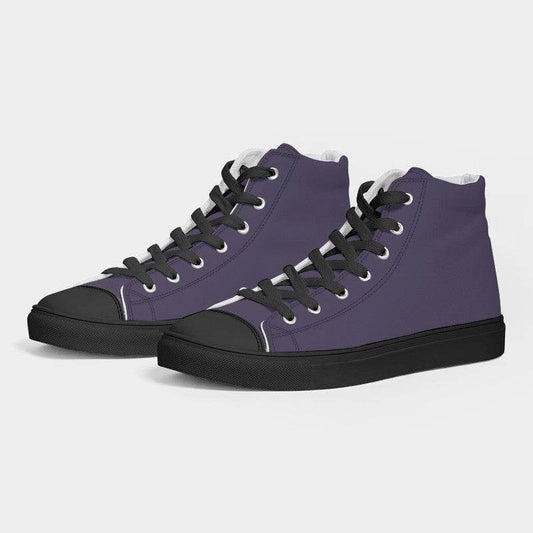 Medium-Dark Fully-Muted Purple Men's High-Top Canvas Sneakers (PU-FM-MD) - Side 3