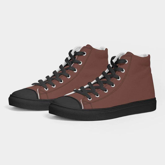 Medium-Dark Fully-Muted Red Women's High-Top Canvas Sneakers (R-FM-MD) - Side 3