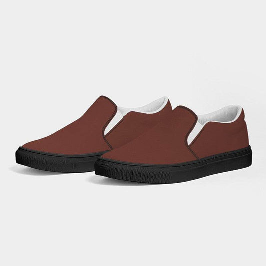 Medium-Dark Fully-Muted Red Women's Slip-On Canvas Sneakers (R-FM-MD) - Side 3