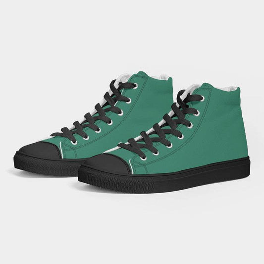 Medium-Dark Medium Blue-Green Men's High-Top Canvas Sneakers (BGG1-ME-MD) - Side 3