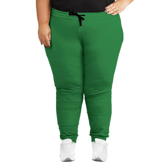 Medium-Dark Medium Green Joggers PLUS (G-ME-MD) - Woman Front PLUS