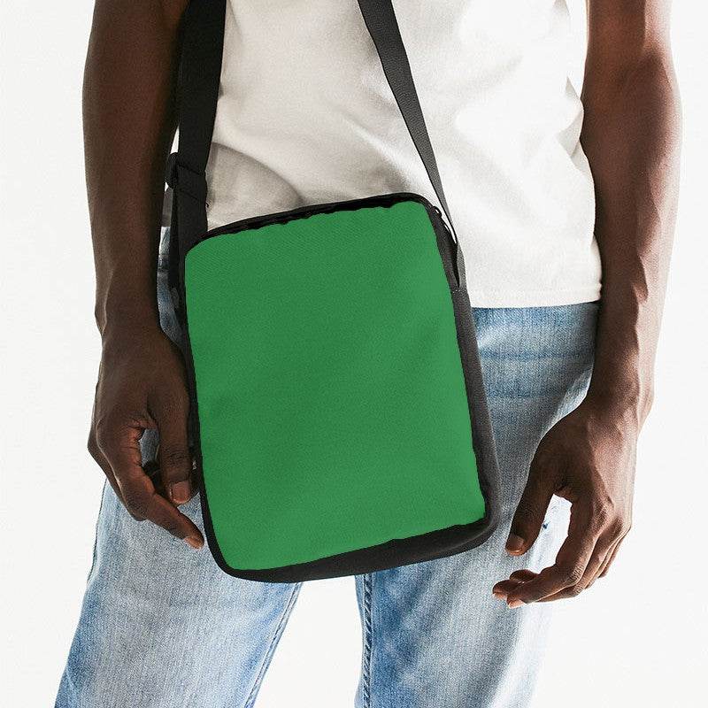 Medium-Dark Medium Green Messenger Pouch (G-ME-MD) - Man Front CloseUp