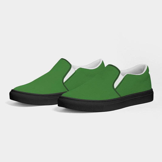 Medium-Dark Medium Green Women's Slip-On Canvas Sneakers (GL1-ME-MD) - Side 3