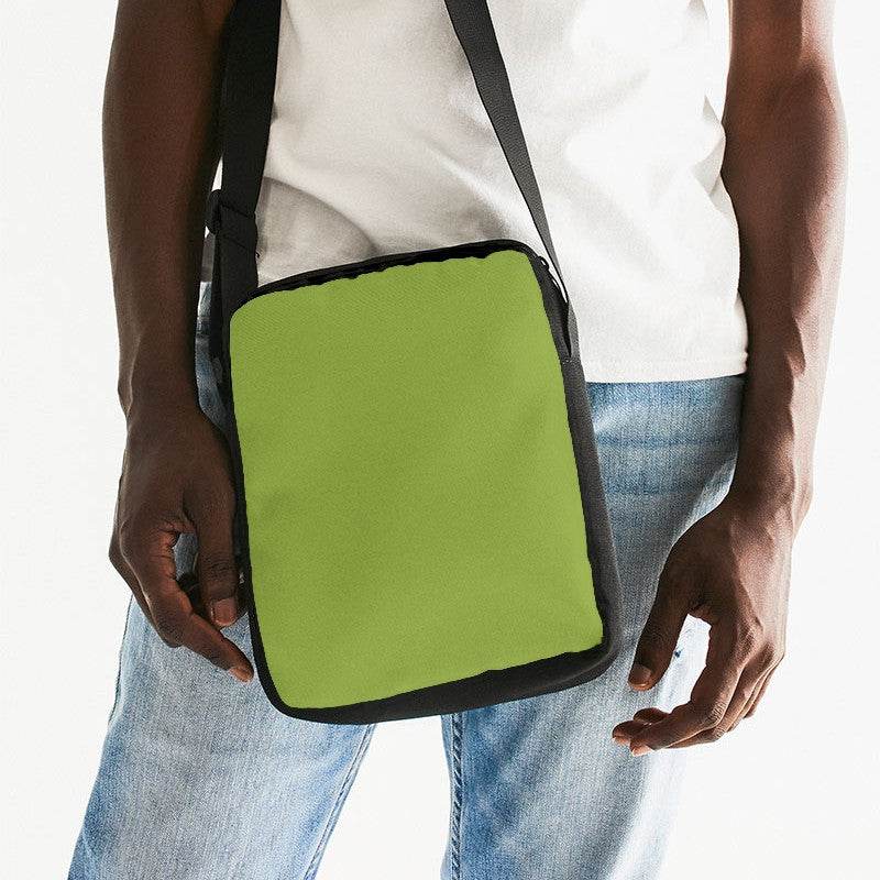 Medium-Dark Medium Lime Messenger Pouch (L-ME-MD) - Man Front CloseUp