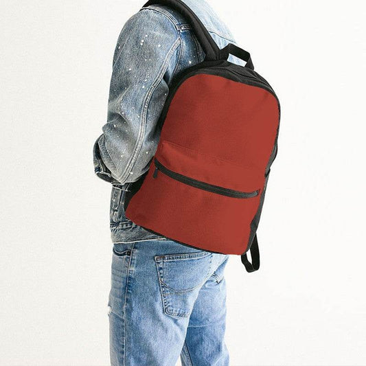 Medium-Dark Medium Red Canvas Backpack (R-ME-MD) - Man Back CloseUp