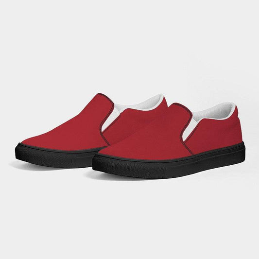Medium-Dark Medium Red Men's Slip-On Canvas Sneakers (RPI1-ME-MD) - Side 3