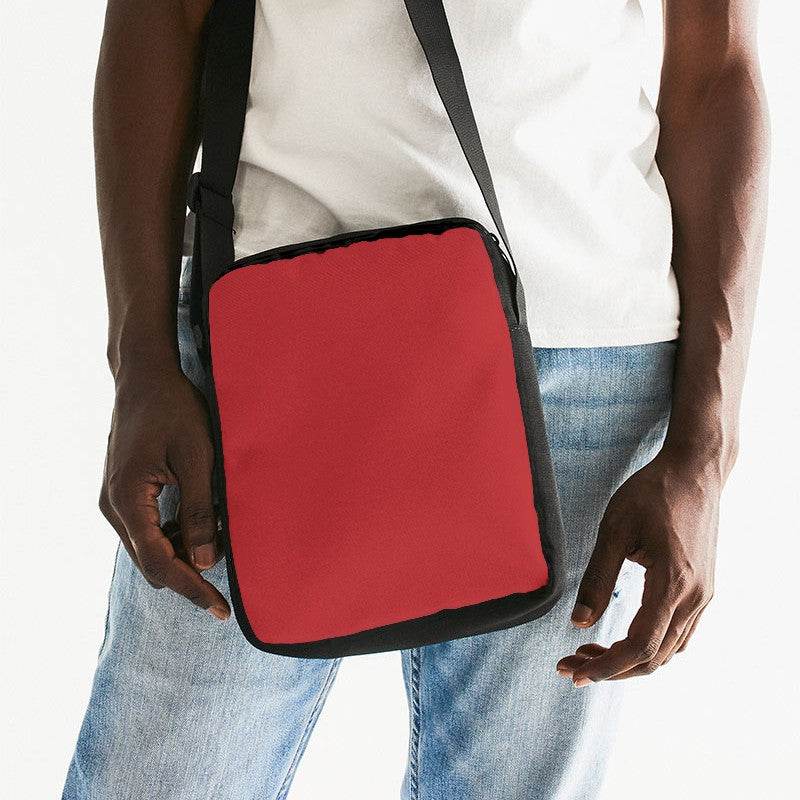 Medium-Dark Medium Red Messenger Pouch (RPI1-ME-MD) - Man Front CloseUp