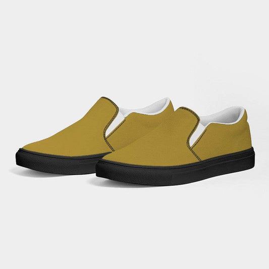 Medium-Dark Medium Yellow Men's Slip-On Canvas Sneakers (Y-ME-MD) - Side 3