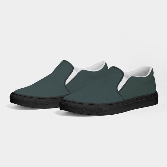 Medium-Dark Neutral Blue-Green Men's Slip-On Canvas Sneakers (CBG2-NE-MD) - Side 3