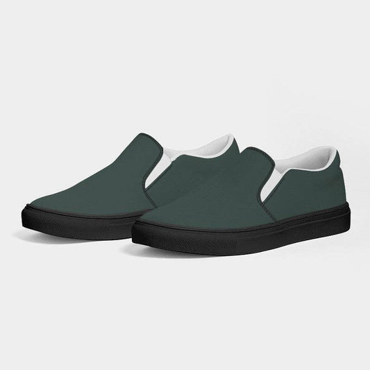 Medium-Dark Neutral Blue-Green Women's Slip-On Canvas Sneakers (BG-NE-MD) - Side 3