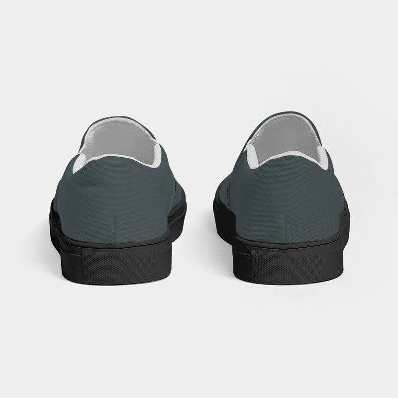 Medium-Dark Neutral Cyan Men's Slip-On Canvas Sneakers (C-NE-MD) - Back