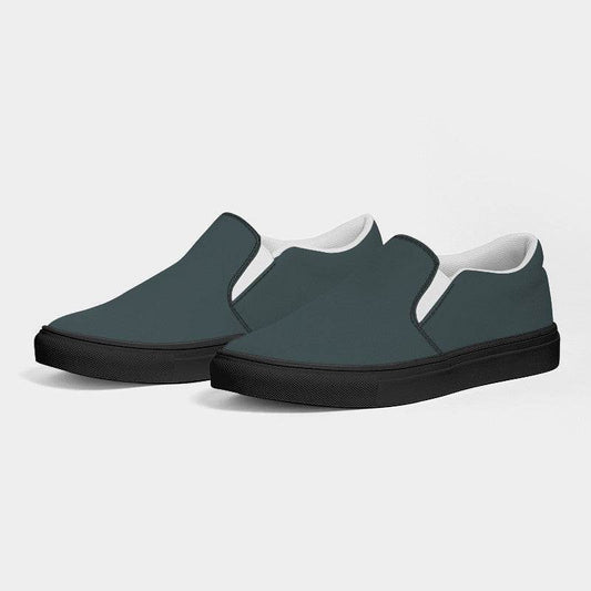 Medium-Dark Neutral Cyan Women's Slip-On Canvas Sneakers (C-NE-MD) - Side 3