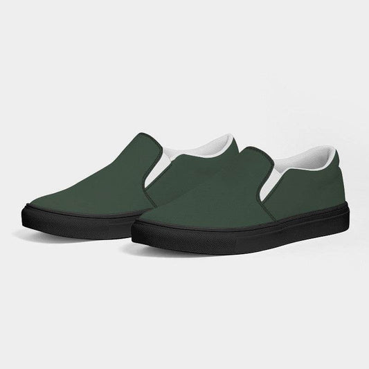 Medium-Dark Neutral Green Women's Slip-On Canvas Sneakers (G-NE-MD) - Side 3