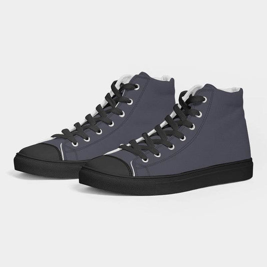 Medium-Dark Neutral Indigo Men's High-Top Canvas Sneakers (PUI2-NE-MD) - Side 3