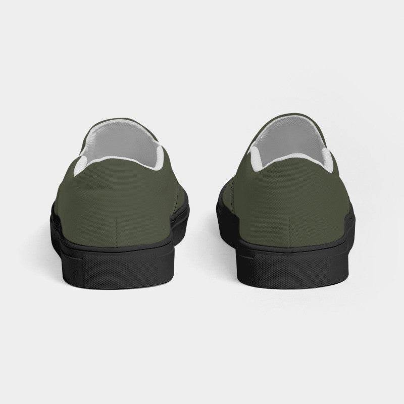 Medium-Dark Neutral Lime Men's Slip-On Canvas Sneakers (L-NE-MD) - Back