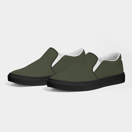 Medium-Dark Neutral Lime Men's Slip-On Canvas Sneakers (L-NE-MD) - Side 3