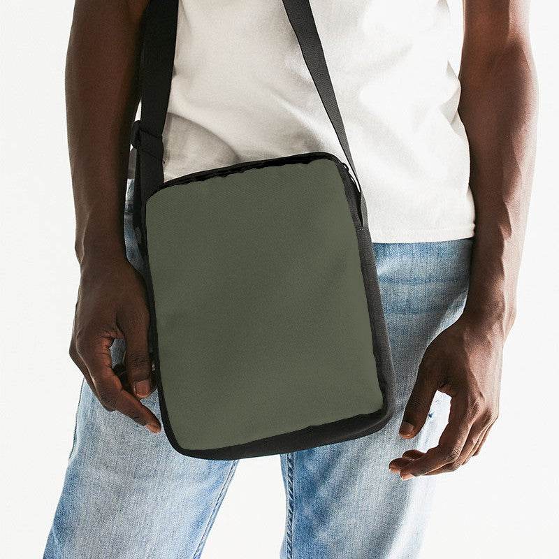 Medium-Dark Neutral Lime Messenger Pouch (L-NE-MD) - Man Front CloseUp