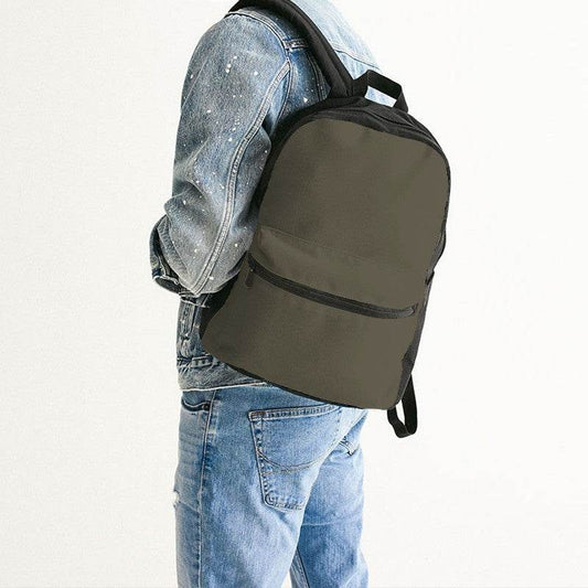 Medium-Dark Neutral Yellow Canvas Backpack (Y-NE-MD) - Man Back CloseUp