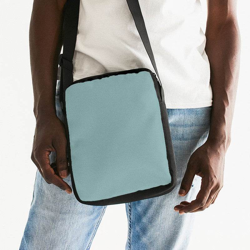 Medium-Light Fully-Muted Blue-Green Messenger Pouch (CBG2-FM-ML) - Man Front CloseUp