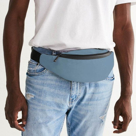 Medium-Light Fully-Muted Blue Belt Bag (B-FM-ML) - Man Front CloseUp