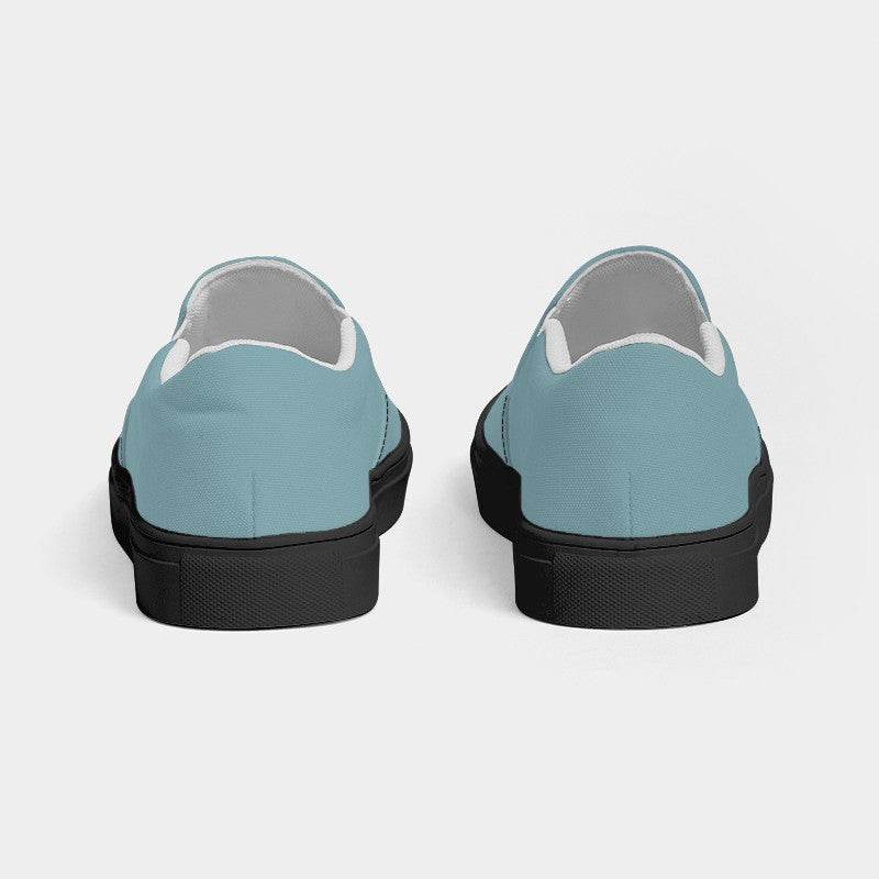 Medium-Light Fully-Muted Cyan Women's Slip-On Canvas Sneakers (C-FM-ML) - Back