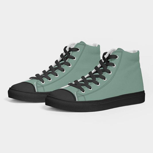 Medium-Light Fully-Muted Green Women's High-Top Canvas Sneakers (BGG2-FM-ML) - Side 3