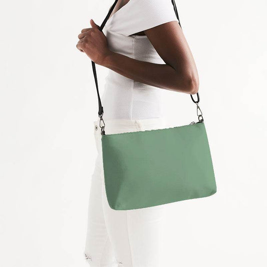 Medium-Light Fully-Muted Green Zip Pouch (G-FM-ML) - Side CloseUp