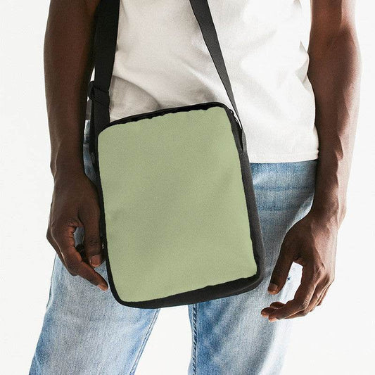 Medium-Light Fully-Muted Lime Messenger Pouch (L-FM-ML) - Man Front CloseUp
