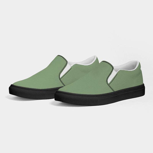 Medium-Light Fully-Muted Lime Women's Slip-On Canvas Sneakers (GL2-FM-ML) - Side 3