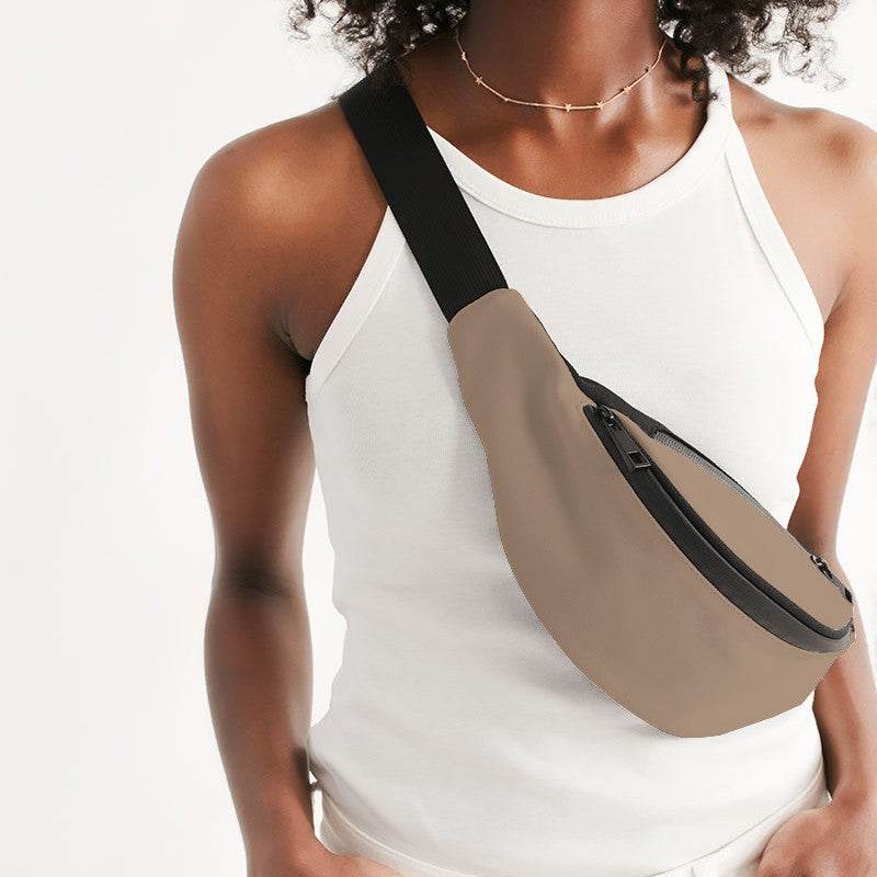 Medium-Light Fully-Muted Orange Belt Bag (O-FM-ML) - Woman Front CloseUp