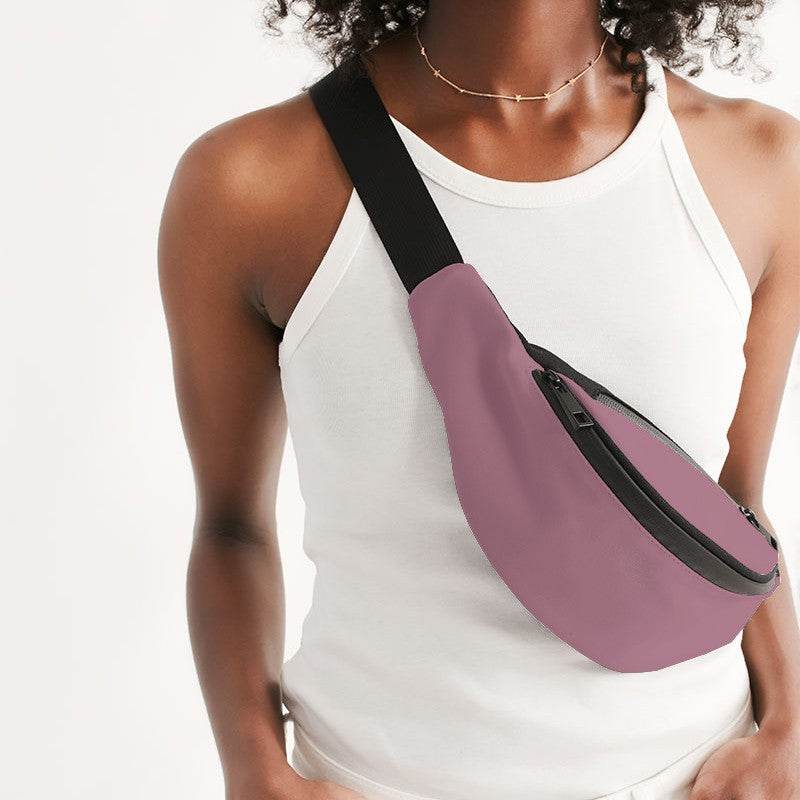 Medium-Light Fully-Muted Pink Belt Bag (PI-FM-ML) - Woman Front CloseUp