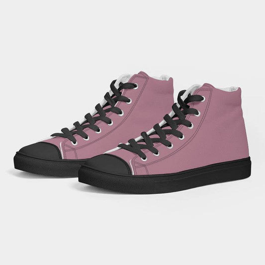 Medium-Light Fully-Muted Pink Men's High-Top Canvas Sneakers (PI-FM-ML) - Side 3