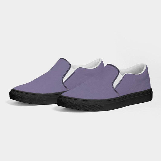 Medium-Light Fully-Muted Purple Women's Slip-On Canvas Sneakers (PU-FM-ML) - Side 3